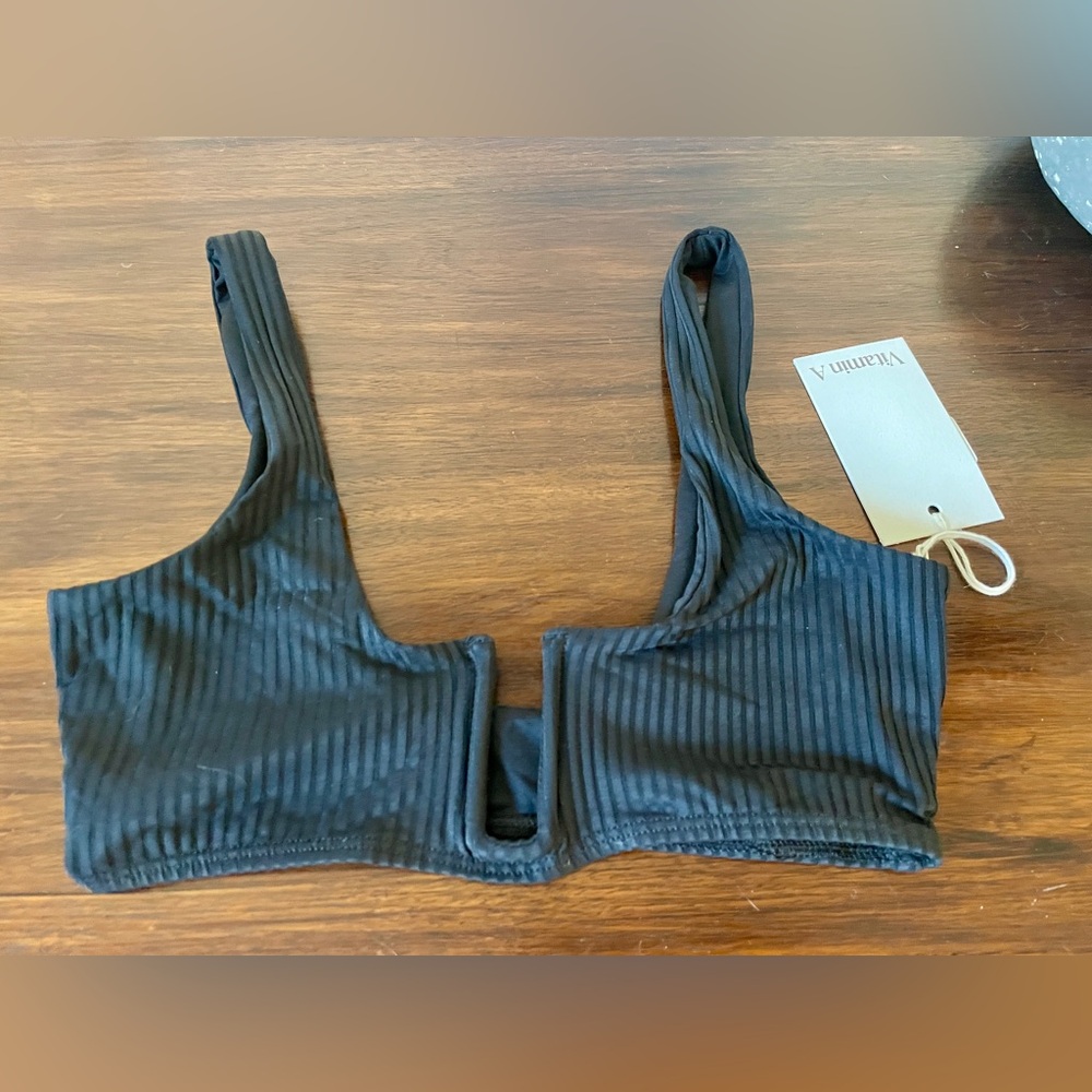 Vitamin A bikini top XS, Astrid Bralette - Black EcoRib